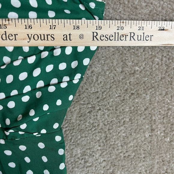 Anthropologie 11.1 Tylho Brynn Shirt Dress Womens Medium Green Polka Dot Aline - Picture 8 of 11